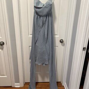 NEW - Nadia Maxi Satin Dress with Back Cowl - Size M - Light Blue